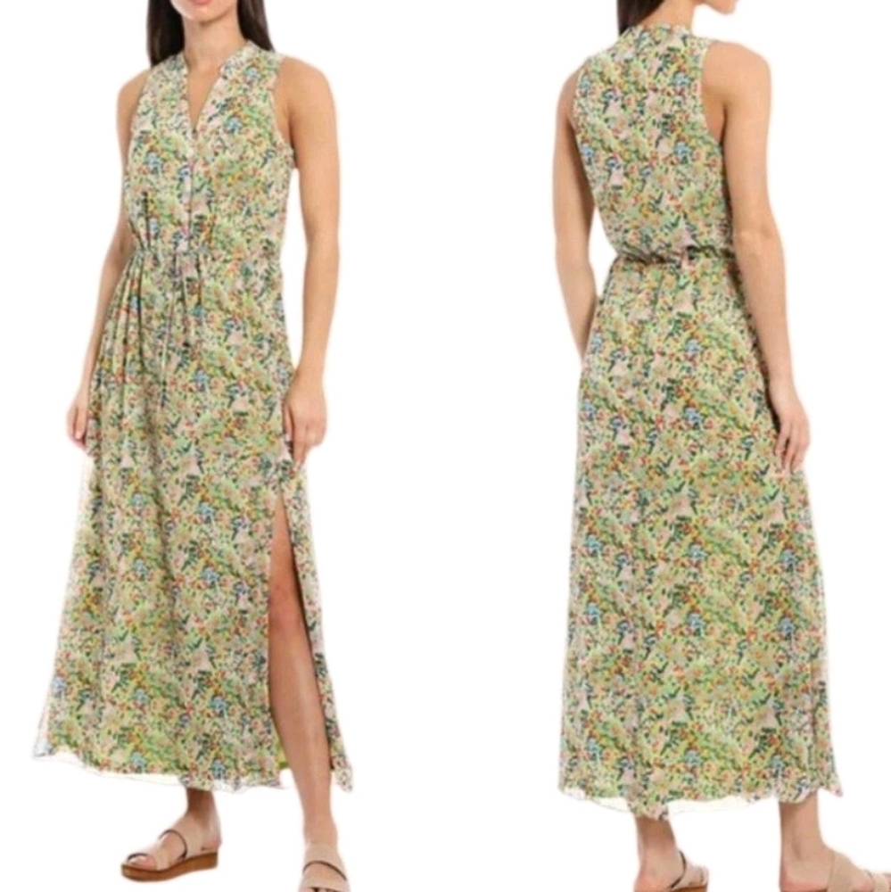 Laundry By Shelli Segal Sleeveless V Neck Multicolor Floral Maxi Dress sz 14